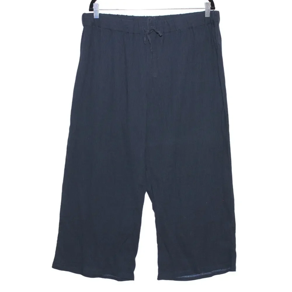 J. Crew 100% Cotton Cropped Pants Size XL Navy Blue NWT